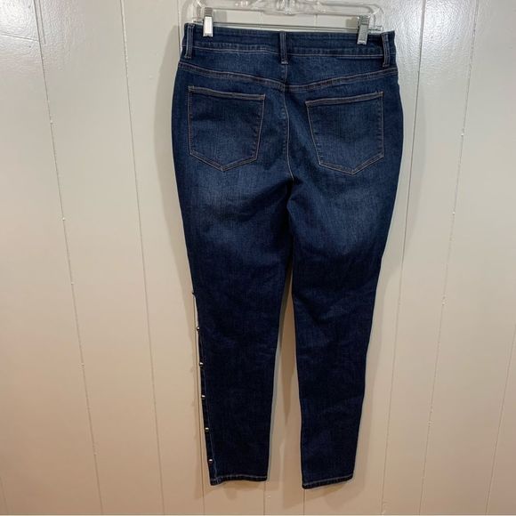 Chico's The Platinum Jegging Dark Blue Studded High Rise Skinny Jeans 6 S 0.5 - Picture 8 of 9